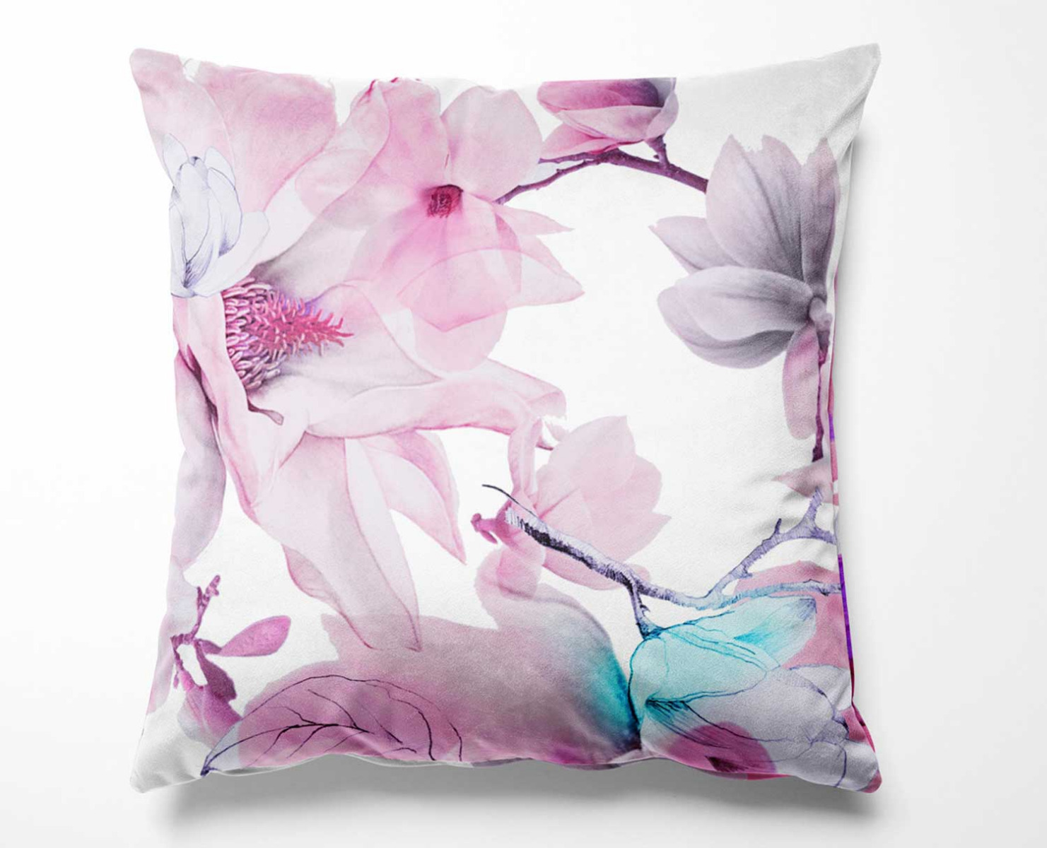 Mako Satin Blumen Kissenbezug rosa türkis 40x80 Mako Satin Blumen Kissenbezug rosa türkis 40x80 von Bettwaesche-mit-Stil