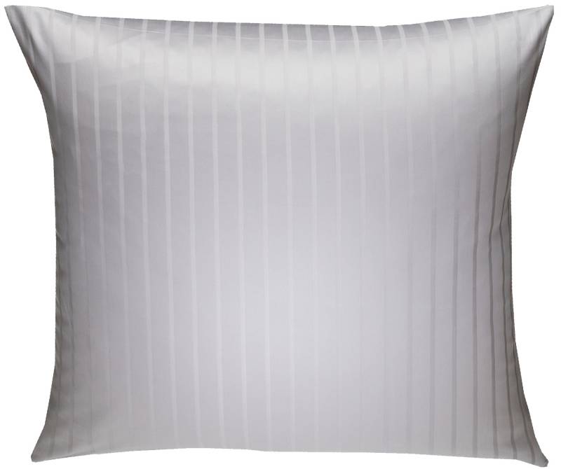 Mako Satin Damast Streifen "Lima" grau Kissenbezug 80x80cm von Bettwaesche-mit-Stil