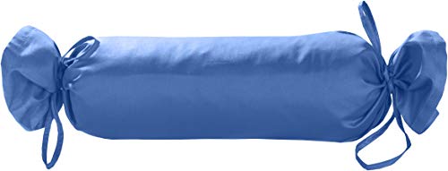 Mako Satin Kissenbezug Nackenkissen 15x40 - Bezug für Nackenkissen mit Verschlussbändern aus 100% Baumwolle - Satin Nackenrolle Bezug einfarbig Hellblau - Made in EU von Bettwaesche-mit-Stil