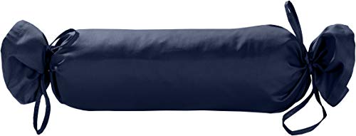 Mako Satin Kissenbezug Nackenkissen 15x40 - Bezug für Nackenkissen mit Verschlussbändern aus 100% Baumwolle - einfarbig Dunkelblau - Made in EU Mako Satin Kissenbezug Nackenkissen 15x40 - Bezug für Nackenkissen mit Verschlussbändern aus 100% Baumwolle - einfarbig Dunkelblau - Made in EU von Bettwaesche-mit-Stil