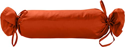 Mako Satin Nackenrollen Bezug 15x40 - Nackenrollenbezug mit Verschlussbändern aus 100% Baumwolle - Nackenrollen Bezug mit Verschlussbändern - einfarbig Orange - Made in EU von Bettwaesche-mit-Stil