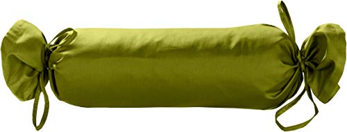 Mako Satin Nackenrollen Bezug aus 100% Baumwolle (Baumwollsatin) Uni/einfarbig grün 15x40 cm mit Bändern von Bettwaesche-mit-Stil