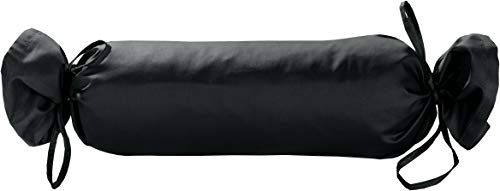 Mako Satin Rollen Kissenbezug 15x40 - Nackenrollenbezug Baumwolle 100% mit Schnüren - Bezugnackenrolle einfarbig Anthrazit - Made in EU von Bettwaesche-mit-Stil