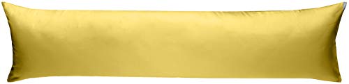 Bettwaesche-mit-Stil Mako-Satin Seitenschläferkissen Bezug aus 100% Baumwolle (Baumwollsatin) Uni/einfarbig (40 cm x 145 cm, Gelb) von Bettwaesche-mit-Stil
