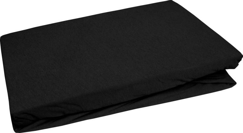 Spannbettlaken Schwarz 180-200x200cm – Jersey 180 g/m² - weich & passgenau dank 90% Baumwolle, 10% Elasthan Rundumgummi von Bettwaesche-mit-Stil