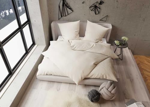 Tencel Lyocell Bettwäsche beige Garnitur 155x220 + 80x80 von Bettwaesche-mit-Stil