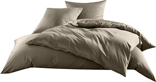 brauner Mako-Satin Baumwollsatin Bettbezug Uni einfarbig zum Kombinieren (200 cm x 220 cm, Braun) von Bettwaesche-mit-Stil