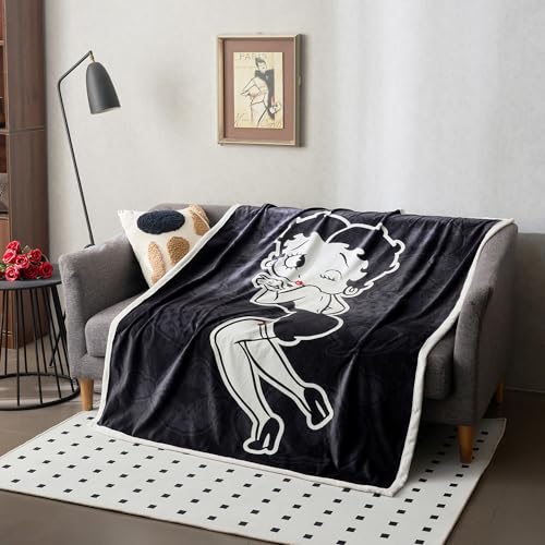 Betty Boop Fleece-Überwurfdecke, HD-Digitaldruck, weiche Sofa-Überwurfdecke, Partyzimmer-Dekor (127 x 152,4 cm, Kuss) von Betty Boop