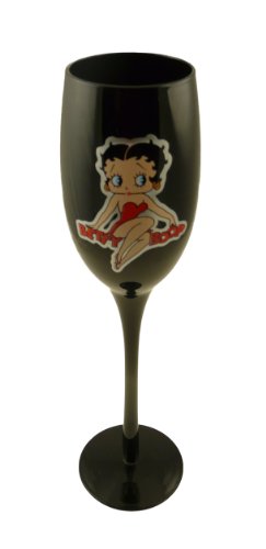 Sektflöte, Schwarz, Weinglas – Design: Betty Boop sitzend auf Namen von Betty Boop