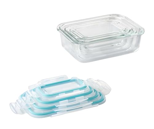 Betty Bossi Aufbewahrungsdose, Glas, rechteckig - 4er-Set, Vorratsdose mit Deckel, Glasschüssel mit Deckel, Vielseitige Glas-Frischhaltedosen, Auslaufsicher & geruchsneutral, Luftdichter Verschluss Betty Bossi Aufbewahrungsdose, Glas, rechteckig - 4er-Set, Vorratsdose mit Deckel, Glasschüssel mit Deckel, Vielseitige Glas-Frischhaltedosen, Auslaufsicher & geruchsneutral, Luftdichter Verschluss von Betty Bossi