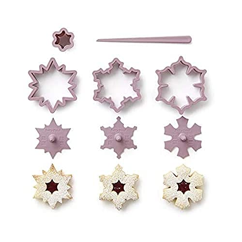 Betty Bossi Ausstecher-Set Keks Schneeflocken 3-teilig, spülmaschinengeeignet, inkl. Mini-Stern-Ausstecher und Reinigungsstäbchen, Perfekt für Spitzbuben, Zimtsterne, Weihnachtsplätzchen von Betty Bossi