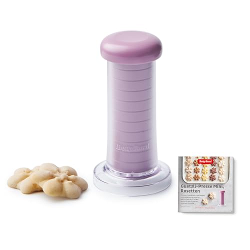 Betty Bossi Keks-Presse Mini - schnell und einfach Rosetten Plätzchen herstellen, einhändig bedienbar, Kunststoff, Transparent, Lila, Plätzchenpresse für weichen Keksteig von Betty Bossi