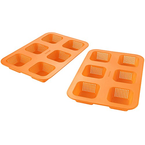 Betty Bossi Mini Brötchen Backform aus Silikon, 2er Set für 12 Mini Brötchen, Muffins & Törtchen, Perforiert, Antihaft, Hitzebeständig bis 220°C, Für 500g Mehl Rezepte, Rechteckig, Orange Betty Bossi Mini Brötchen Backform aus Silikon, 2er Set für 12 Mini Brötchen, Muffins & Törtchen, Perforiert, Antihaft, Hitzebeständig bis 220°C, Für 500g Mehl Rezepte, Rechteckig, Orange von Betty Bossi