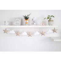 Stern Und Wolke Girlande, Boho Kinderzimmer Stoff Garland, Jungen Dekor, Safari Kinderzimmer von BettyHomeDecor