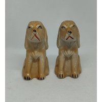Süßes Vintage Set Salz- Und Pfefferstreuer Eines Golden Retriever Oder Cocker Spaniel - Made in Japan, Ca. 1940Er Jahre, Heftige Gesichter von BettyinParis