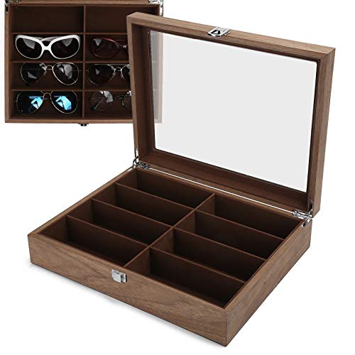 8 Gitter Sonnenbrillen Aufbewahrungsbox, Gläser Aufbewahrungsbox, Brillen Aufbewahrungsbox, Holz Sonnenbrillen Vitrine Reise Schmuck Organizer von Betued