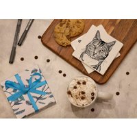 Katzenuntersetzer, Katzenzeichnung, Katzenillustration, Transferpresse, Keramikuntersetzer, Wohnkultur, Kaffeeliebhaber, Einweihungsgeschenk von BetulSalmanArt
