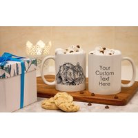 Löwe Und Tiger Illustration, Valentinstag Geschenk, Geschenk Für Sie, Strichzeichnung, Zweiseitige Tasse, Valentinstag, Palentine von BetulSalmanArt