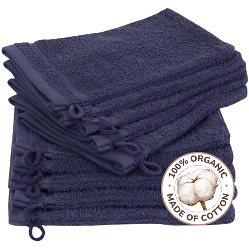 Betully 10 Stück Waschlappen Frottee Set aus 100% Baumwolle 16x21 cm Schnelltrocknendes 500 gr/m² Türkisches Baumwolle Handtücher Set (Navy Blau) von Betully