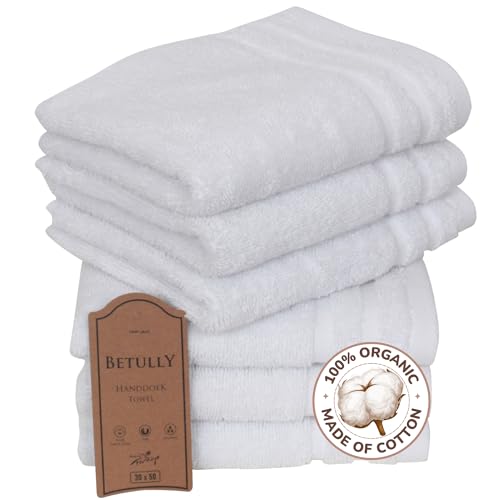 Betully 30x50 cm Gästehandtücher Set 6 Stück aus 100% Baumwolle Schnelltrocknendes 500 gr/m² Türkisches Baumwolle Handtücher Set (Weiß) von Betully