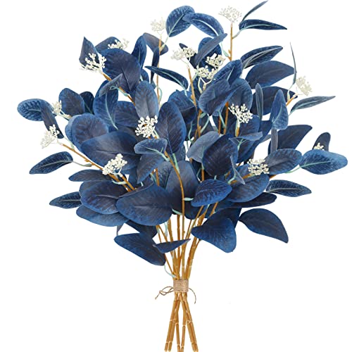 Betylifoy Eukalyptus Künstlich Pflanze Blaue 12 Stück Eukalyptus Zweige Deko Silberdollar Eukalyptus Blätter Pflanzen Deko für Zuhause Innenvase Blumenarrangement Party (Blau-12 Stück) von Betylifoy