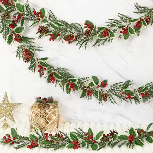 Betylifoy Künstliche Weihnachtsgirlande Künstliche Beerengirlande mit Tannenzapfen Tannennadeln 1 Stück 2M Weihnachtskranz für die Weihnachtsfeier, Weihnachtsbaumschmuck (1) von Betylifoy
