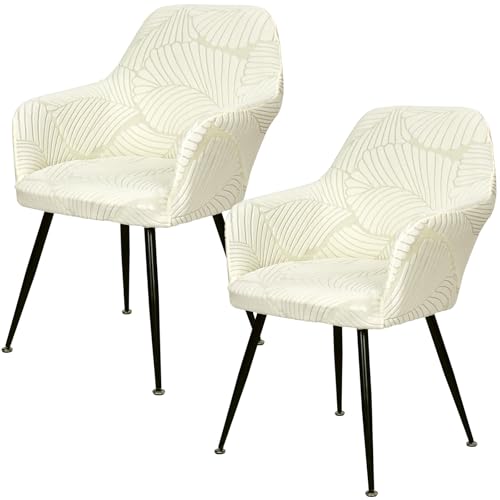 Betylifoy Stuhlhussen 2er Set Stuhlhussen mit Armlehne Stretch Stuhlbezug Abnehmbare Waschbar Stuhl Bezug Stuhlbezüge für Esszimmer Restaurant Bürostuhl (2, Beige, Universal) von Betylifoy