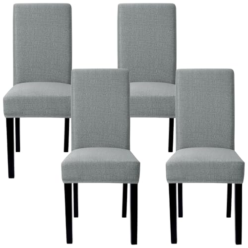 Betylifoy Stuhlhussen 4er Set Stretch Stuhlhussen für Esszimmerstühle Abnehmbare Waschbar Stuhlüberzüge Schwingstühle Stuhlbezug für Esszimmer Hotel Restaurant Küche (4, Dunkelgrau, Universellen) von Betylifoy
