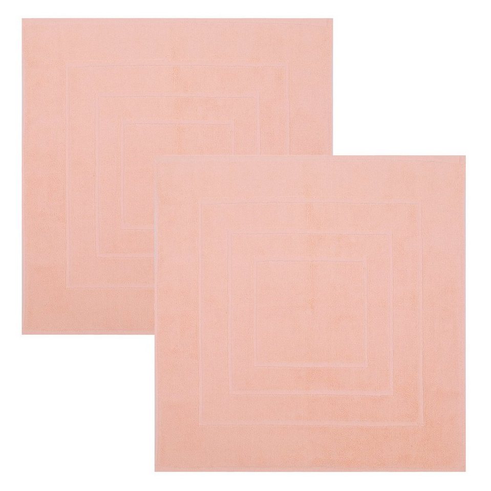 Badematte 2 Stück Badvorleger Palermo 100% Baumwolle Badematte Badteppich Duschvorlage Größe 60x60 cm Qualität 680g/m² Betz, eingewebte Quadratmuster, strapazierfähig, Baumwolle, quadratisch von Betz