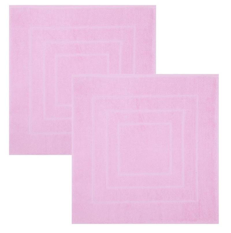 Betz Badematte 2 Stück Badvorleger Palermo Größe 60x60 cm, eingewebte Quadratmuster, strapazierfähig, Baumwolle, quadratisch von Betz