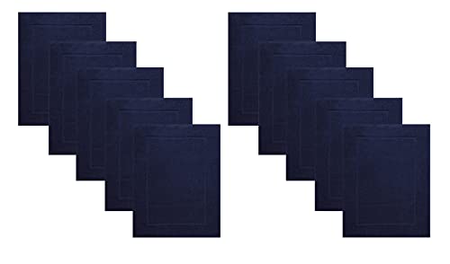 Betz 10 Stück Badvorleger Badematte Badteppich Duschvorleger Frottee Premium 100% Baumwolle Größe 50x70 cm Qualität 650g/m² Farbe dunkelblau von Betz