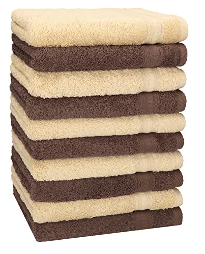 Betz 10er Set Gästehandtücher Gästetuch Gold 100% Baumwolle Qualität 600 g/m² Größe 30 x 50 cm Farbe beige und nussbraun von Betz