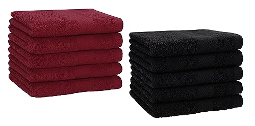 Betz 10 Stück Gästehandtücher Premium 100% Baumwolle Gästetuch-Set 30x50 cm Farbe dunkelrot und schwarz von Betz