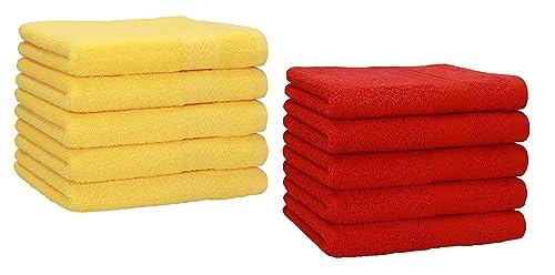 Betz 10 Stück Gästehandtücher Premium 100% Baumwolle Gästetuch-Set 30x50 cm Farbe gelb und rot von Betz