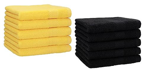 Betz 10 Stück Gästehandtücher Premium 100% Baumwolle Gästetuch-Set 30x50 cm Farbe gelb und schwarz von Betz