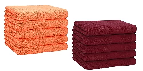 Betz 10 Stück Gästehandtücher Premium 100% Baumwolle Gästetuch-Set 30x50 cm Farbe orange und dunkelrot von Betz