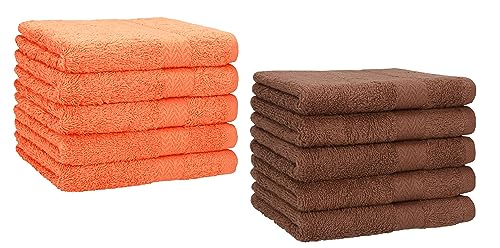 Betz 10 Stück Gästehandtücher Premium 100% Baumwolle Gästetuch-Set 30x50 cm Farbe orange und nussbraun von Betz