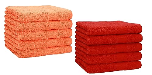 Betz 10 Stück Gästehandtücher Premium 100% Baumwolle Gästetuch-Set 30x50 cm Farbe orange und rot von Betz