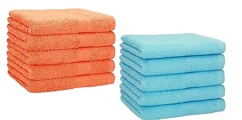 Betz 10 Stück Gästehandtücher Premium 100% Baumwolle Gästetuch-Set 30x50 cm Farbe orange und türkis von Betz