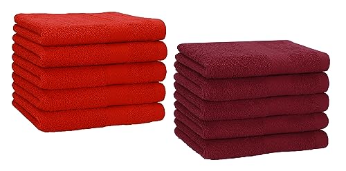 Betz 10 Stück Gästehandtücher Premium 100% Baumwolle Gästetuch-Set 30x50 cm Farbe rot und dunkelrot von Betz