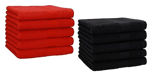 Betz 10 Stück Gästehandtücher Premium 100% Baumwolle Gästetuch-Set 30x50 cm Farbe rot und schwarz von Betz