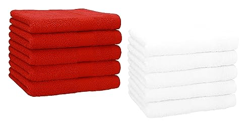 Betz 10 Stück Gästehandtücher Premium 100% Baumwolle Gästetuch-Set 30x50 cm Farbe rot und weiß von Betz