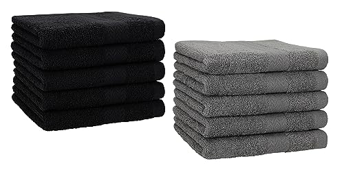 Betz 10 Stück Gästehandtücher Premium 100% Baumwolle Gästetuch-Set 30x50 cm Farbe schwarz und anthrazit von Betz