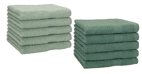 Betz 10 Stück Gästehandtücher Premium 100% Baumwolle Gästetuch Set 30x50 cm heugrün und tannengrün von Betz