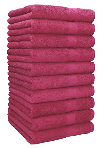 Betz Handtuch 10er Pack Handtücher Set Palermo Größe 50x100 cm 100% Baumwolle - gut trocknend, leichte Qualität - ideal für Sport, Strand, Reisen Farbe Cranberry von Betz