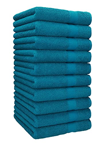 Betz Handtuch 10er Pack Handtücher Set Palermo Größe 50x100 cm 100% Baumwolle - gut trocknend, leichte Qualität - ideal für Sport, Strand, Reisen Farbe Petrol von Betz