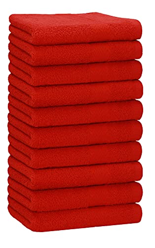 Betz 10 Stück Premium Handtücher hochwertiges Handtuch saugstark 100% Baumwolle Größe 50x100 cm Farbe rot von Betz