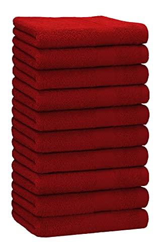 Betz 10 Stück Premium Handtücher hochwertiges Handtuch saugstark 100% Baumwolle Größe 50x100 cm Farbe rubinrot von Betz