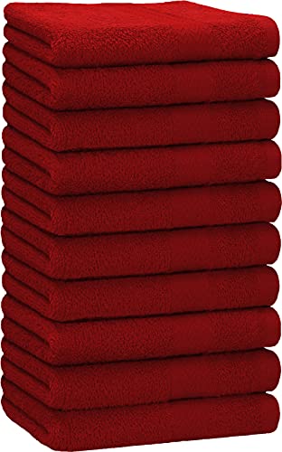 Betz 10 Stück Premium Handtücher hochwertiges Handtuch saugstark 100% Baumwolle Größe 50x100 cm Farbe dunkelrot von Betz
