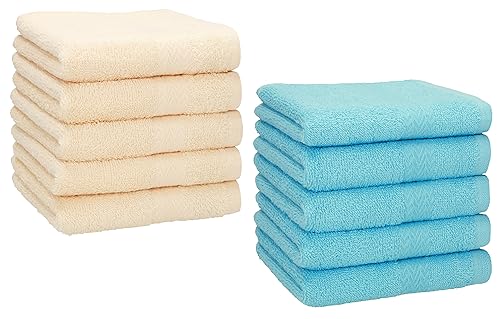 Betz 10 Stück Seiftücher Premium 100% Baumwolle Seiflappen Set 30x30 cm Farbe beige und türkis Betz 10 Stück Seiftücher Premium 100% Baumwolle Seiflappen Set 30x30 cm Farbe beige und türkis von Betz